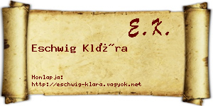 Eschwig Klára névjegykártya